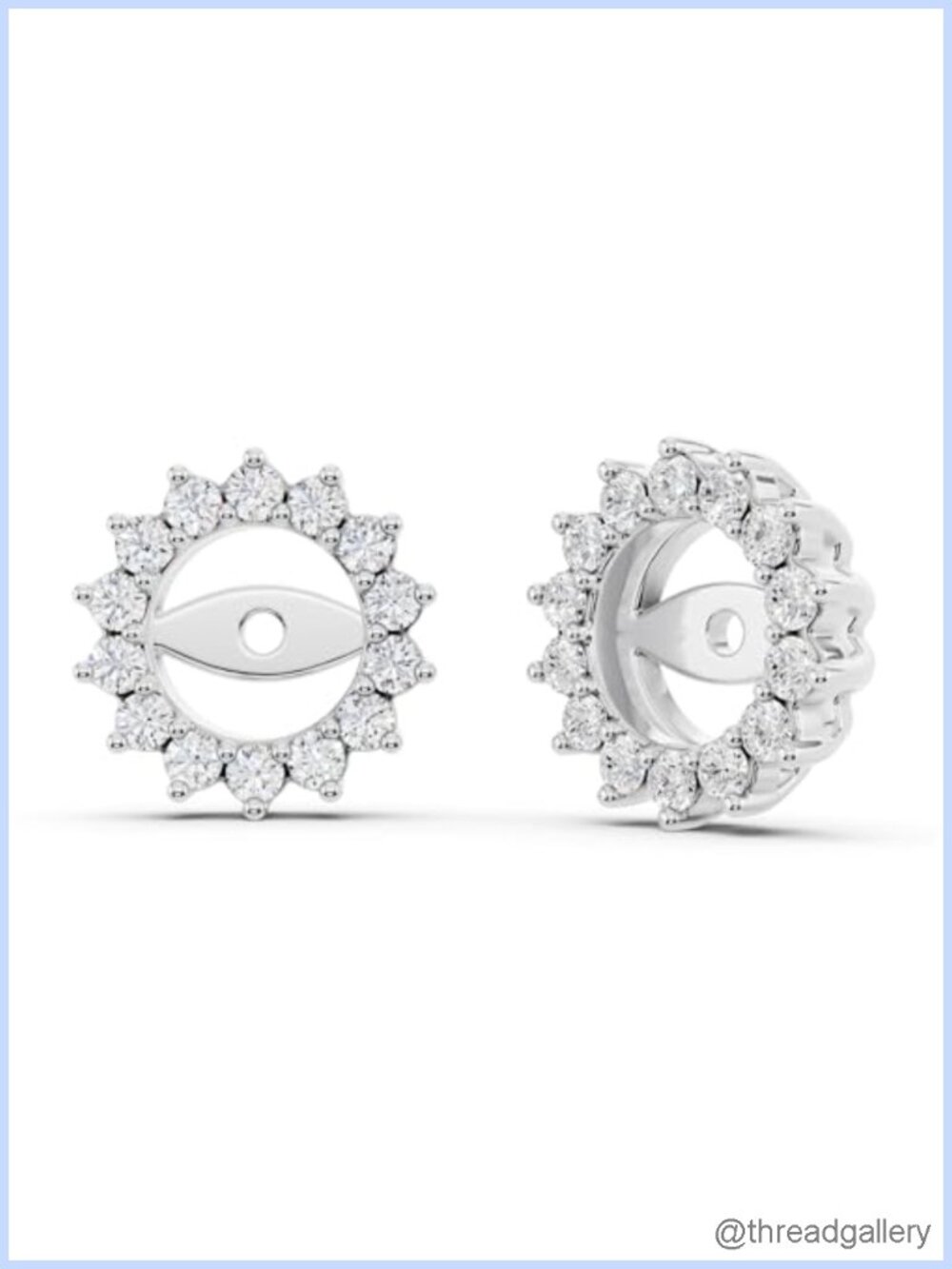 0.30 Ctw Natural Diamond Earring Jackets in 925 Sterling Silver